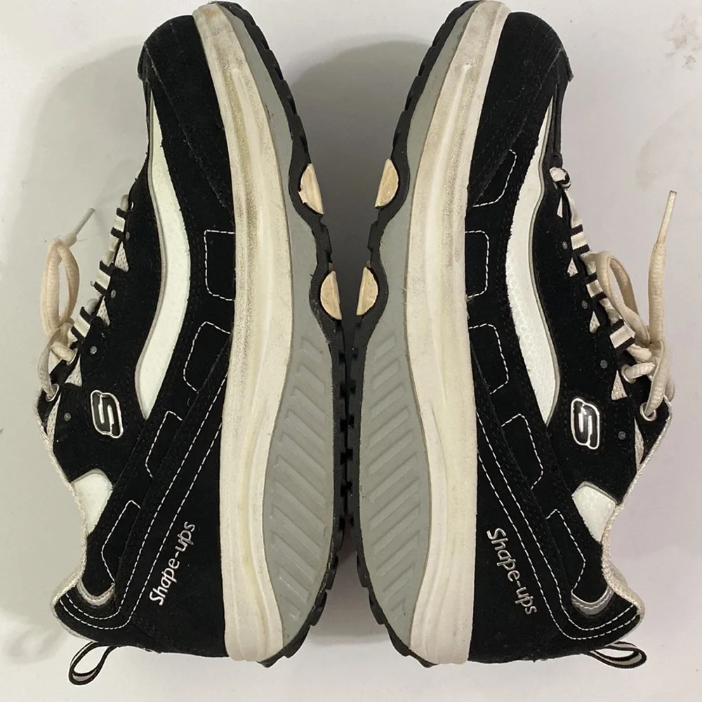 Skechers shape up walking shoes black and white leather size 8